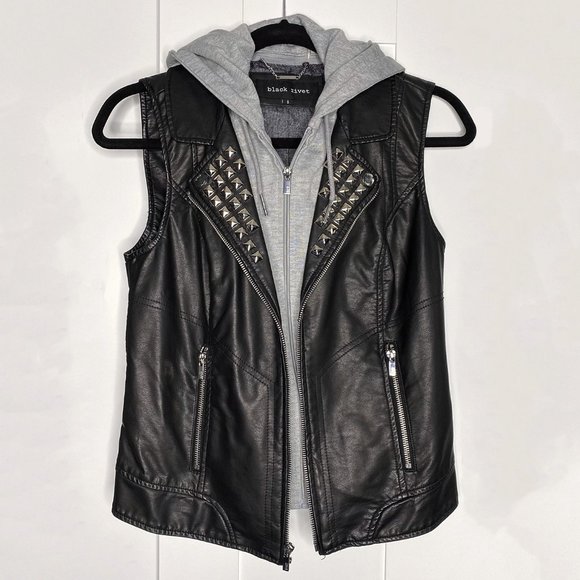 NWOT Black Rivet - DIY Studded Faux Leather Vest - Picture 4 of 4